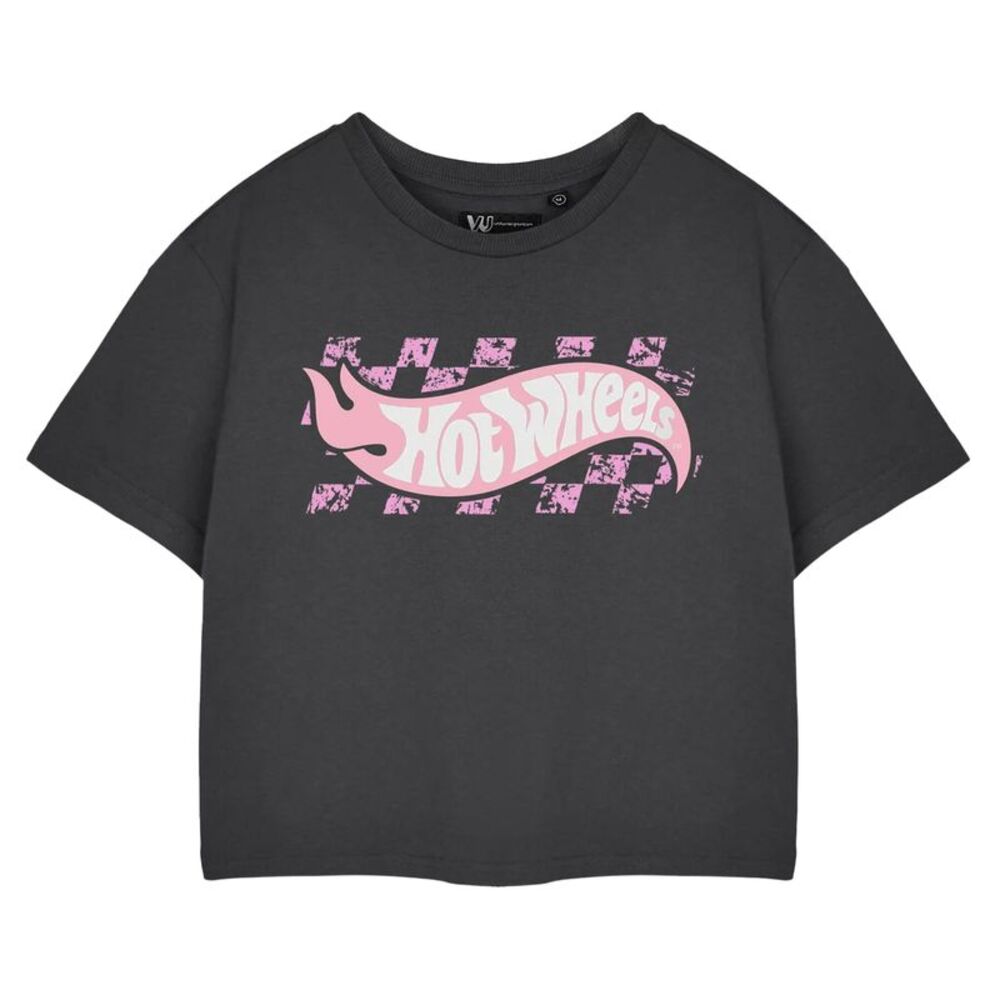 Hot Wheels Womens/Ladies Pastel Logo Crop T-Shirt / Charcoal